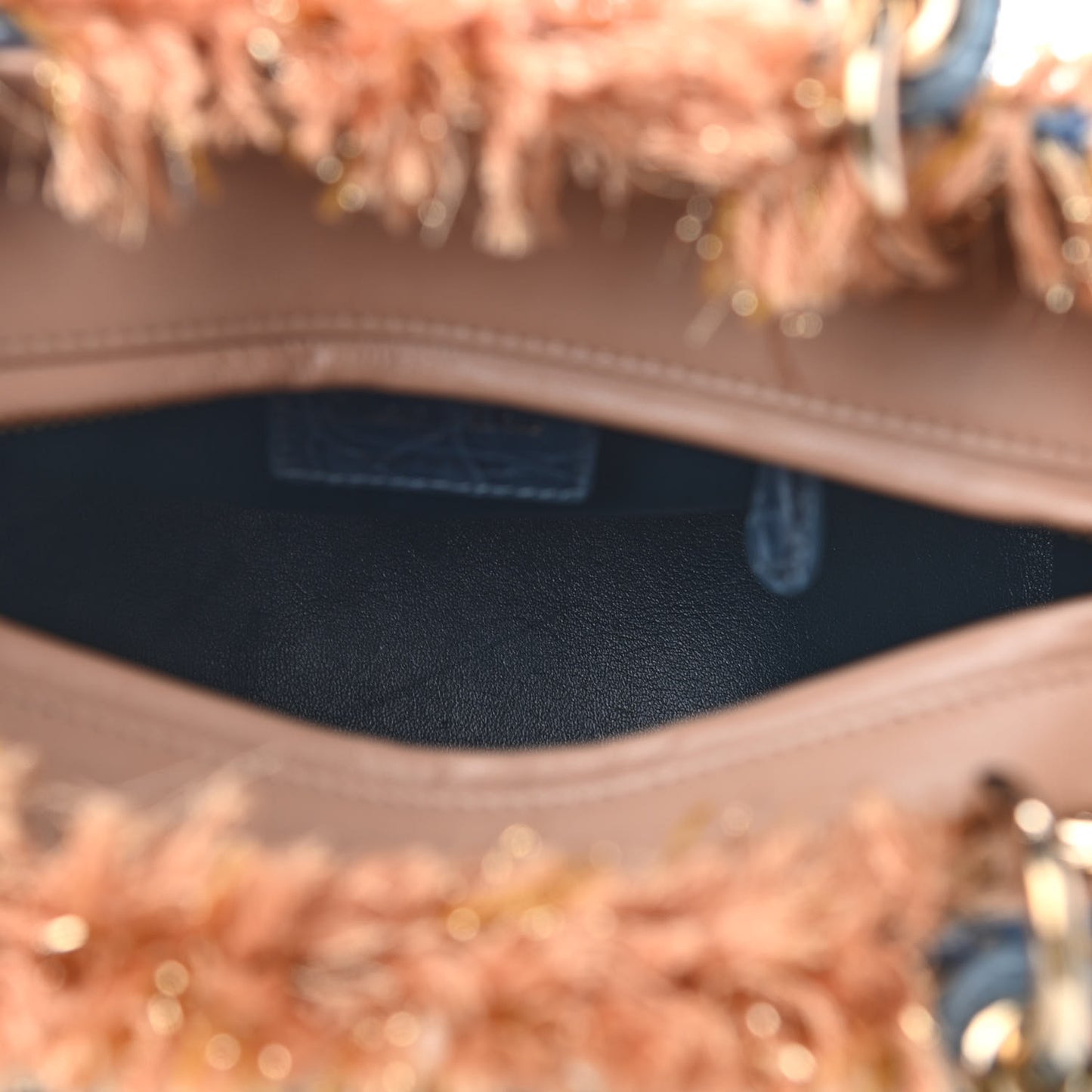 Tweed Crocodile Fringe Medium Lady Dior Multicolor
