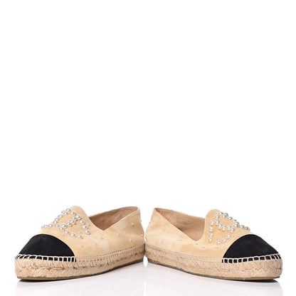 Chanel Suede Pearl CC Espadrilles 39 Beige 6 of 13