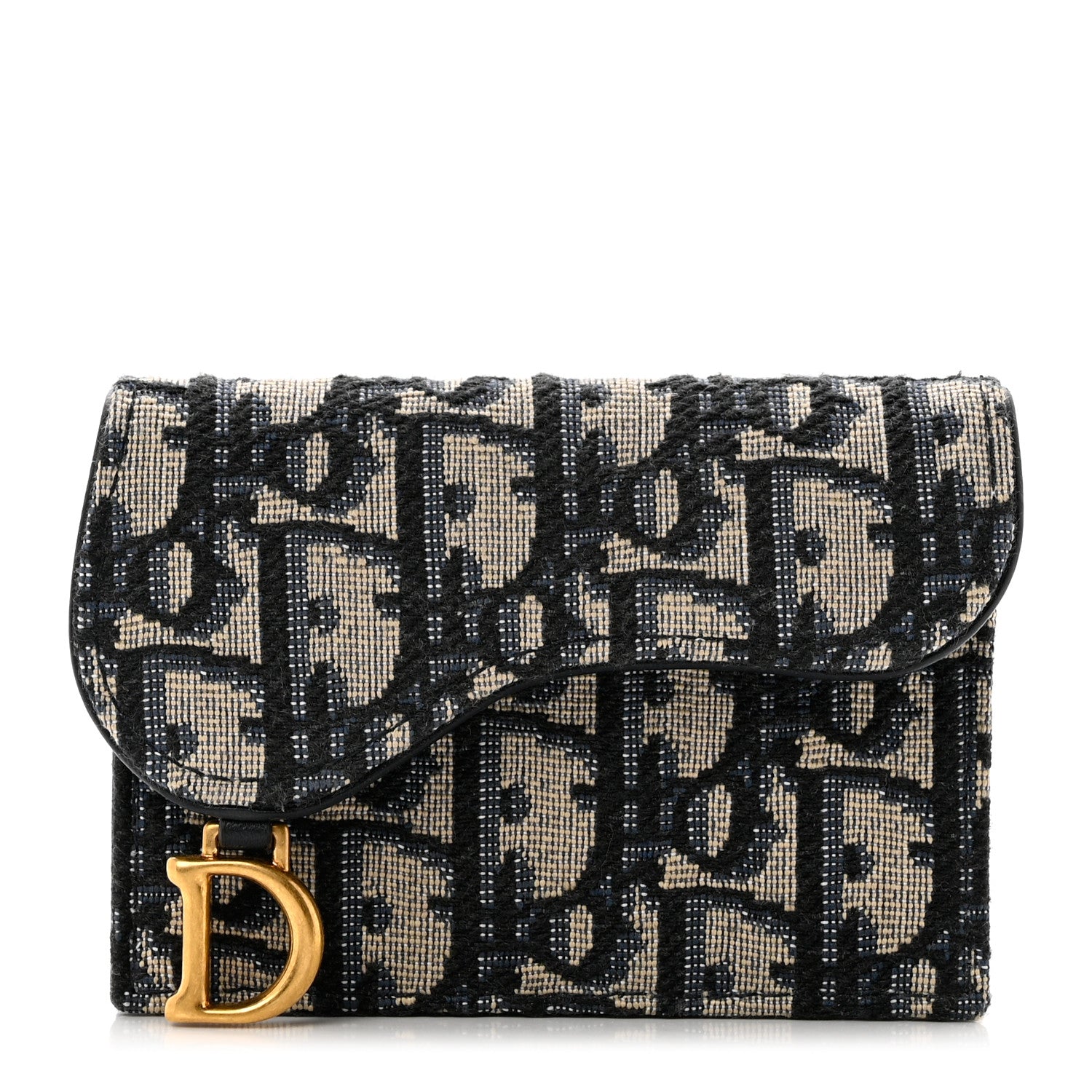 Christian Dior Oblique Saddle Card Holder Blue 1 of 8