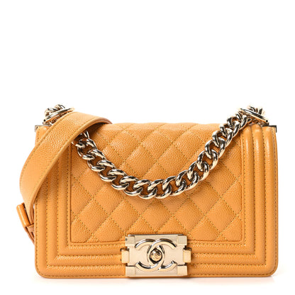Chanel Caviar Quilted Small Boy Flap Yellow 1 of 10