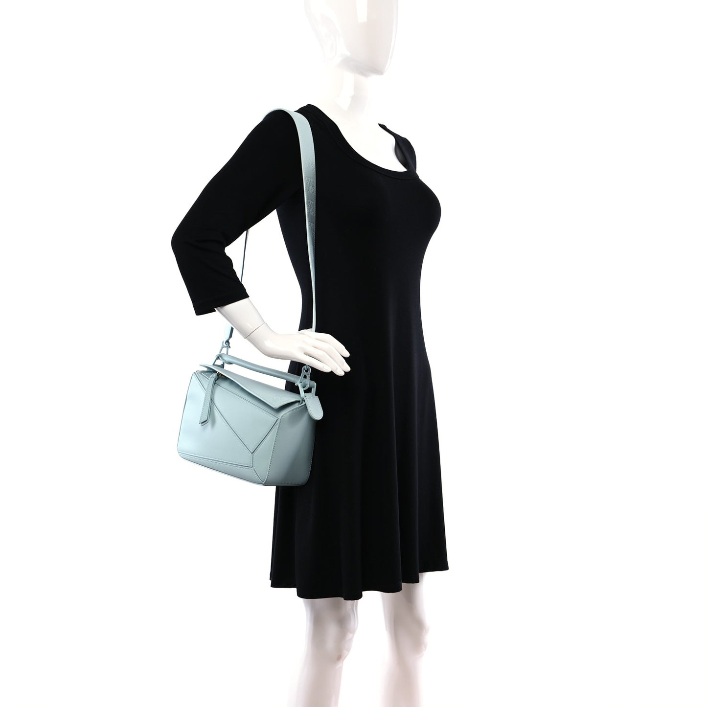 Satin Calfskin Small Puzzle Bag Aqua
