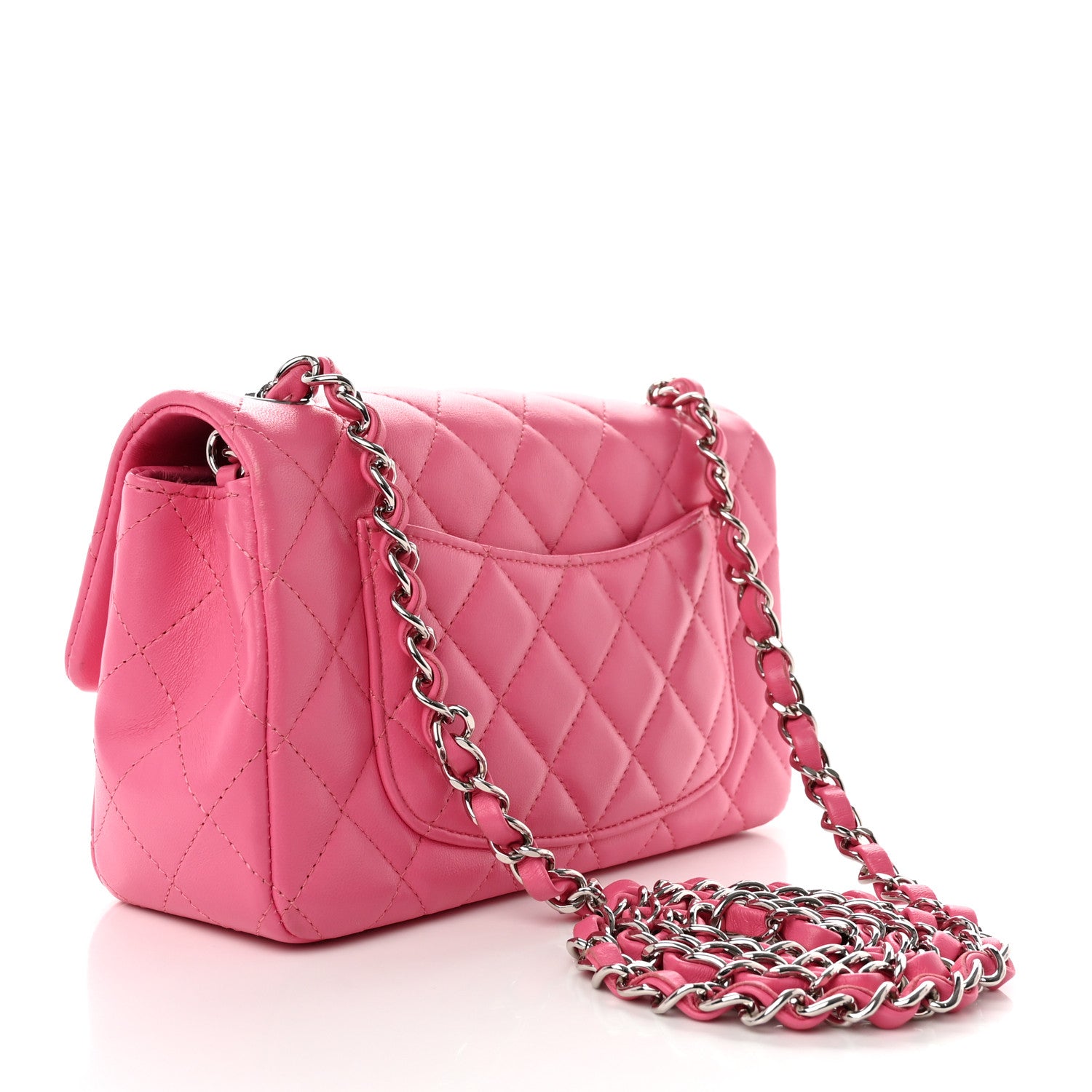 Chanel Lambskin Quilted Mini Rectangular Flap Pink 2 of 14
