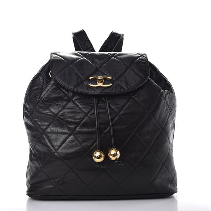 Chanel Lambskin Quilted Drawstring Backpack Black 1 of 10
