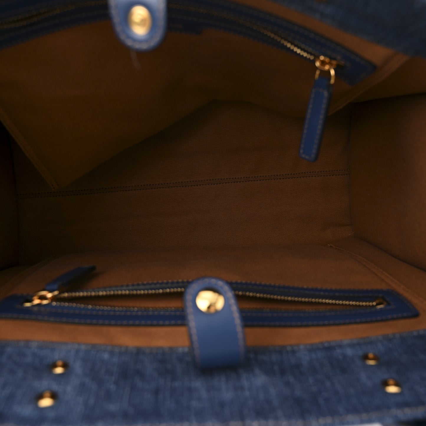 Denim Calfskin La Medusa Tote Bag Blue
