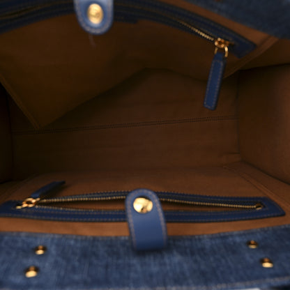Versace Denim Calfskin La Medusa Tote Bag Blue 5 of 12