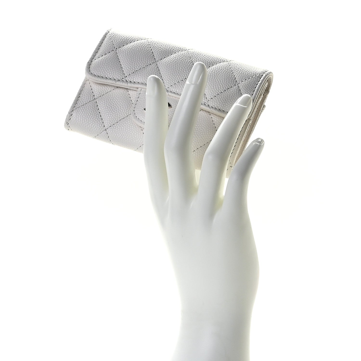 Chanel Caviar Quilted Flap Card Holder Wallet White 2 of 8