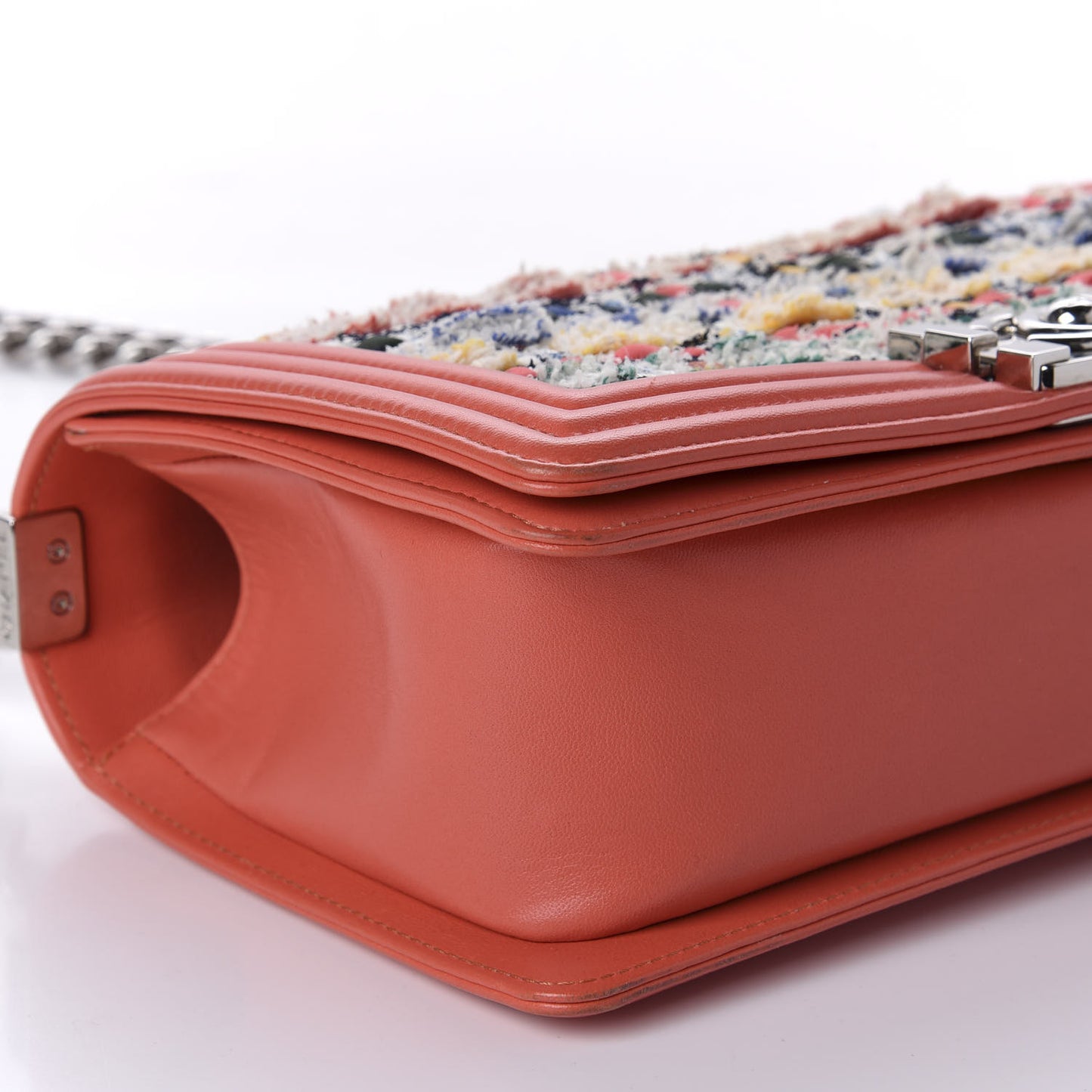 Lambskin Tweed Medium Boy Flap Coral