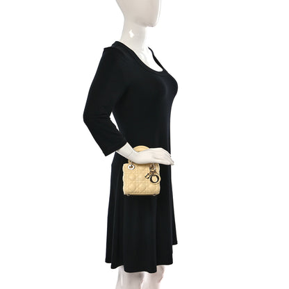 Christian Dior Lambskin Cannage Micro Lady Dior Soft Yellow 2 of 10