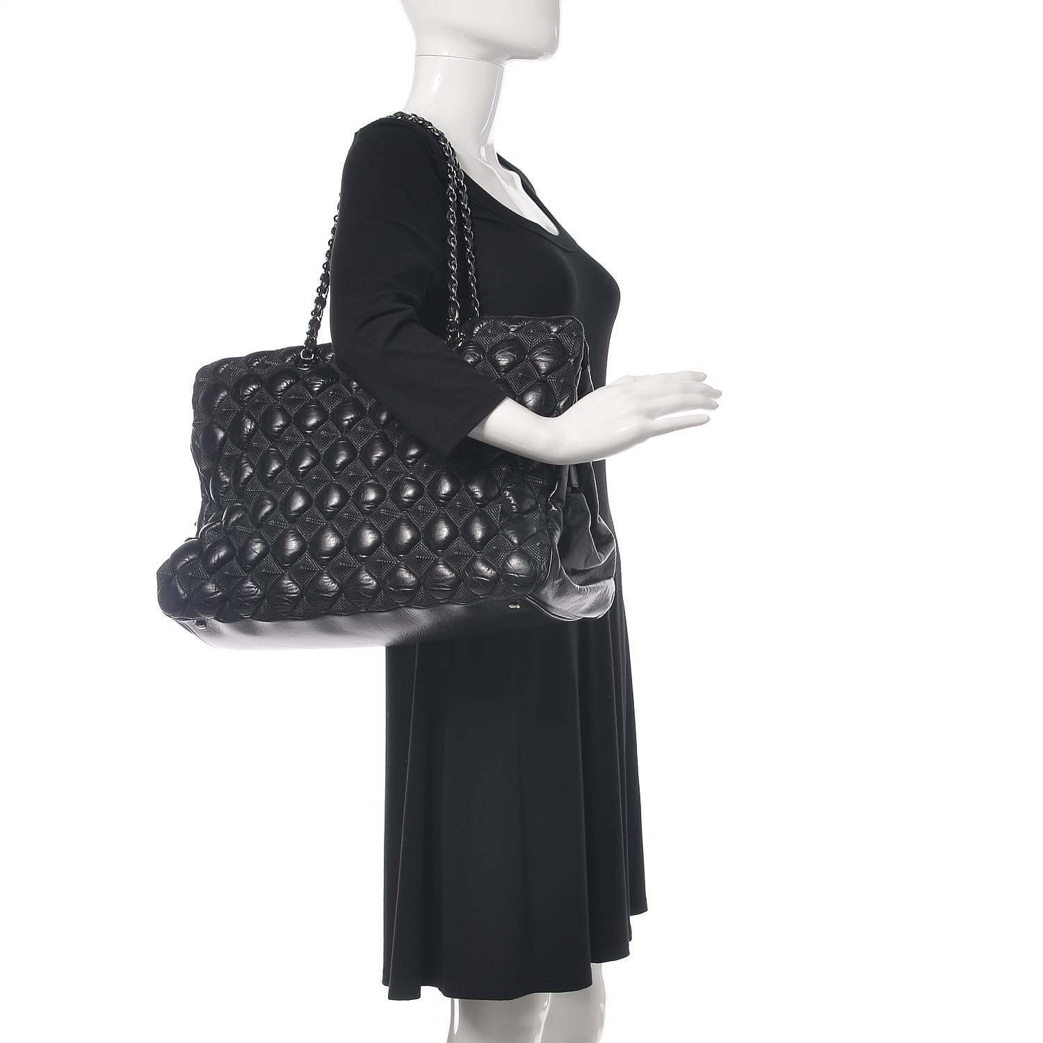 Chanel Glazed Lambskin Quilted Large Stravinsky Tote Black 2 of 12