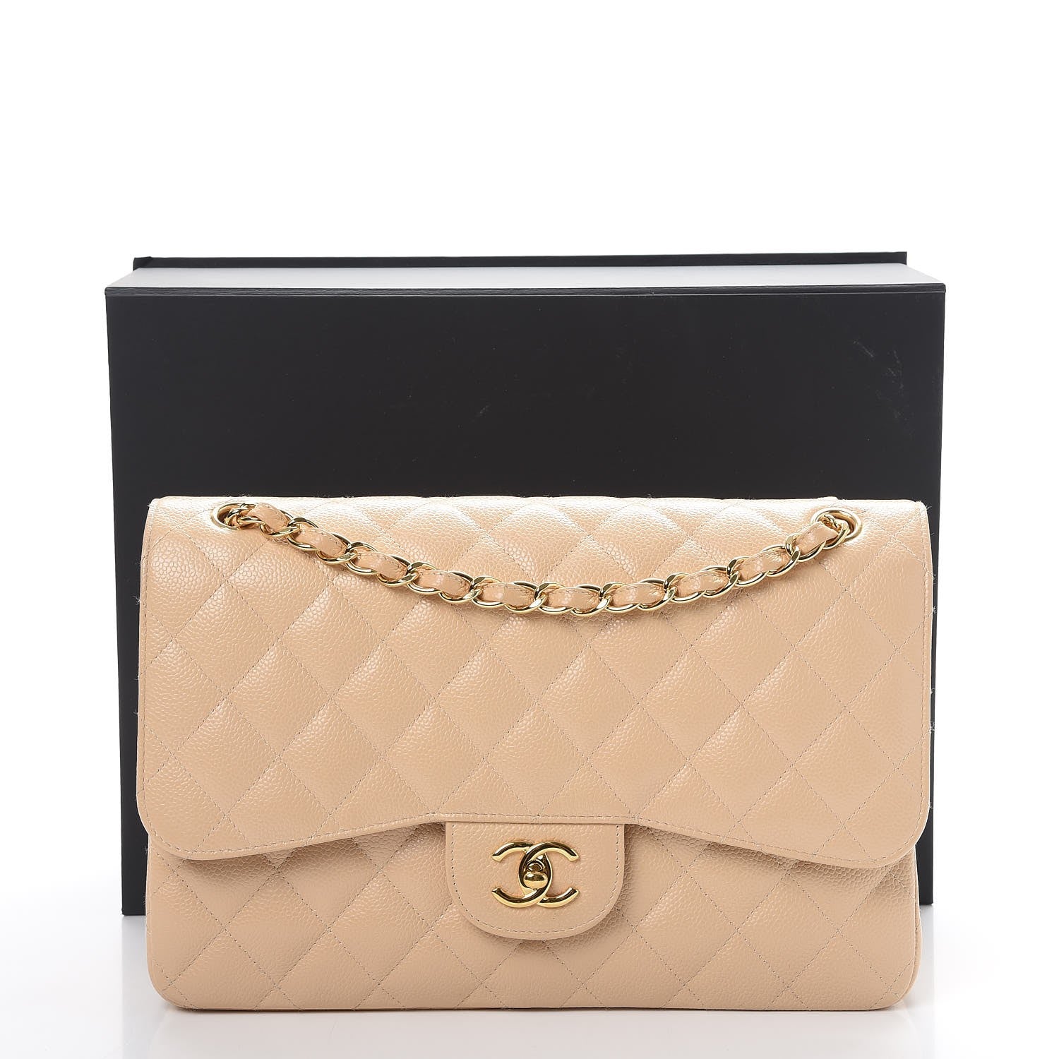 Chanel Caviar Quilted Jumbo Double Flap Beige Clair 12 of 12