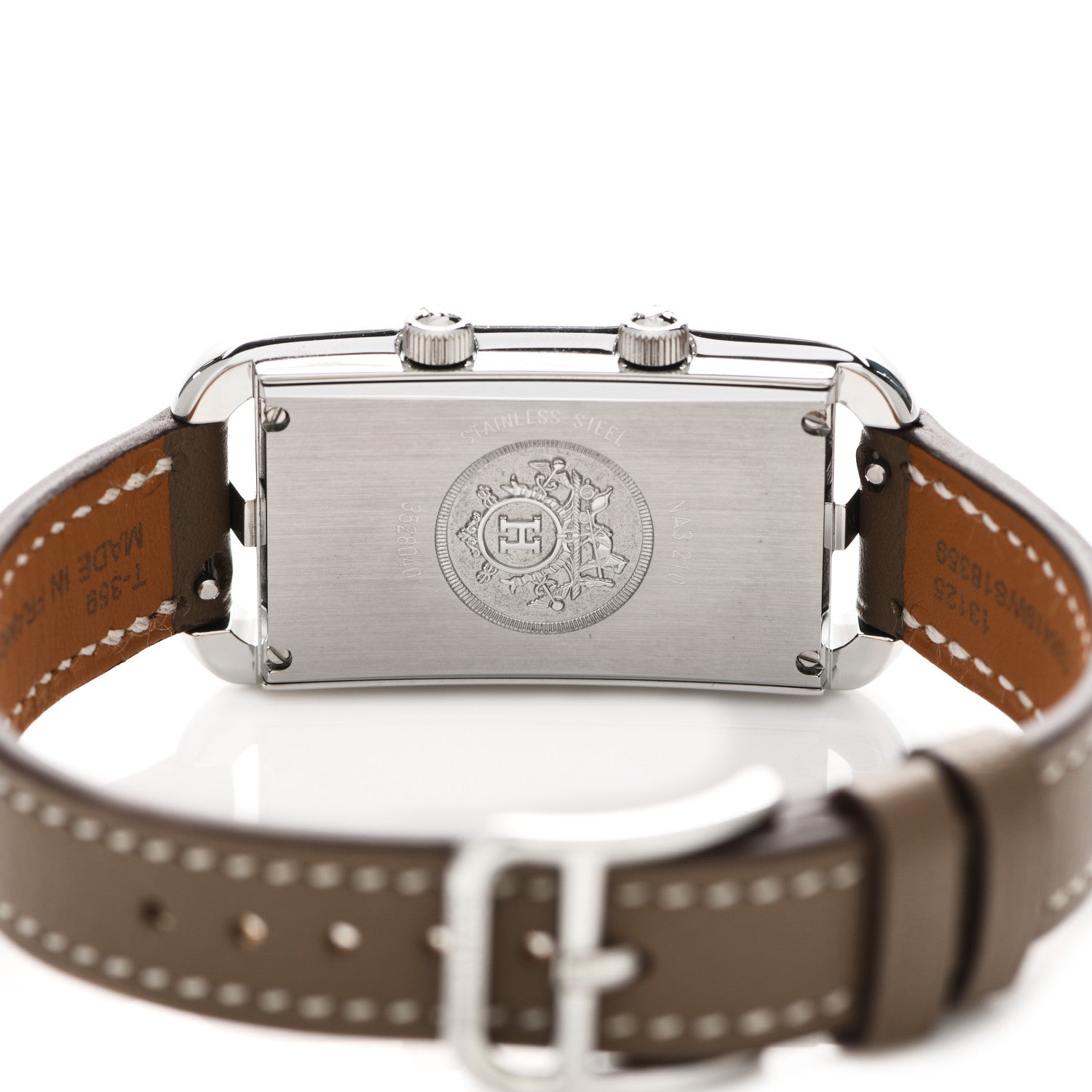 Hermes Stainless Steel Swift 22mm Nantucket Dual Time Quartz Watch Etoupe 4 of 5