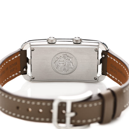 Hermes Stainless Steel Swift 22mm Nantucket Dual Time Quartz Watch Etoupe 4 of 5