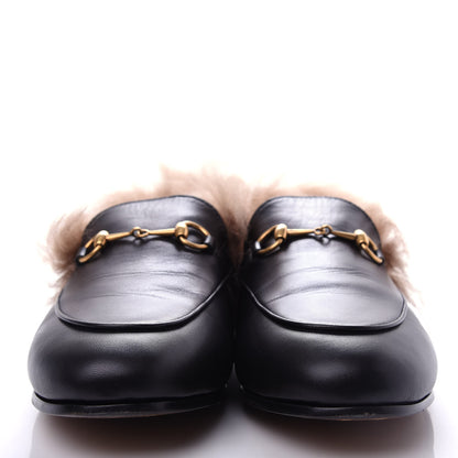 Gucci Malaga Kid Fur Womens Jordaan Loafers 39 Black Natural 2 of 10