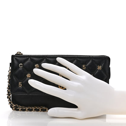 Chanel Lambskin Quilted All About Chanel Charm Wristlet Wallet Black 2 of 9