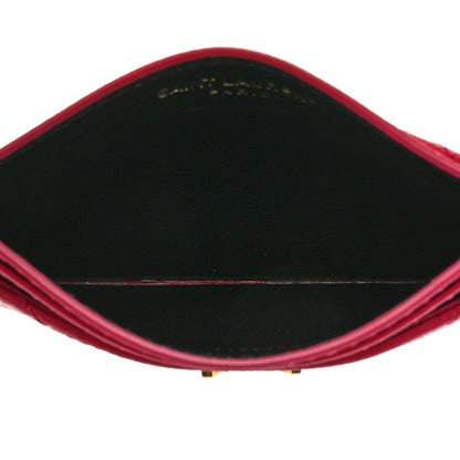 Saint Laurent Grain De Poudre Matelasse Chevron Monogram Credit Card Case Fresh Fuxia 5 of 7