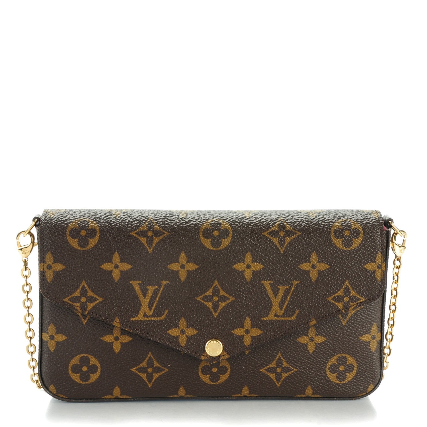 Louis Vuitton Monogram Pochette Felicie Chain Wallet Fuchsia 1 of 9