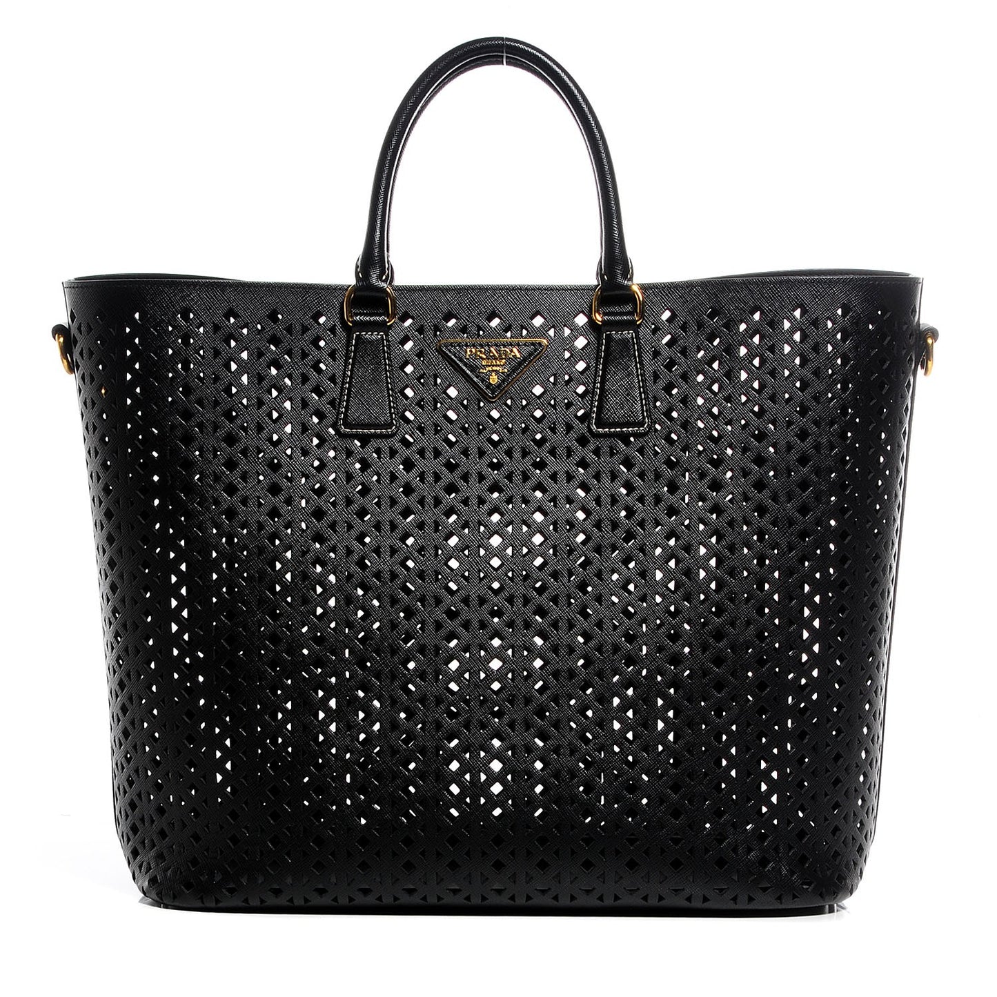 Saffiano Perforated Tote Black