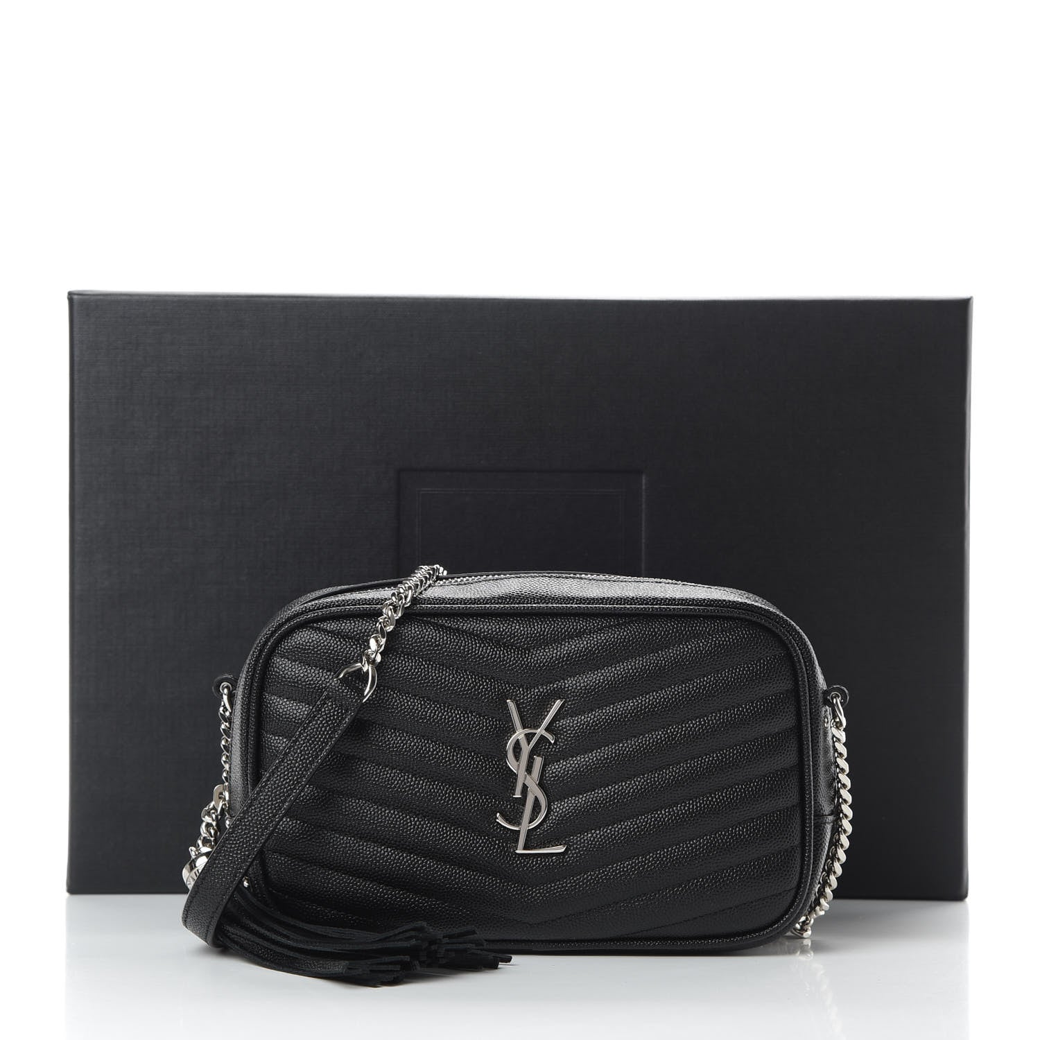 Saint Laurent Grain De Poudre Matelasse Monogram Mini Lou Camera Bag Black 11 of 11