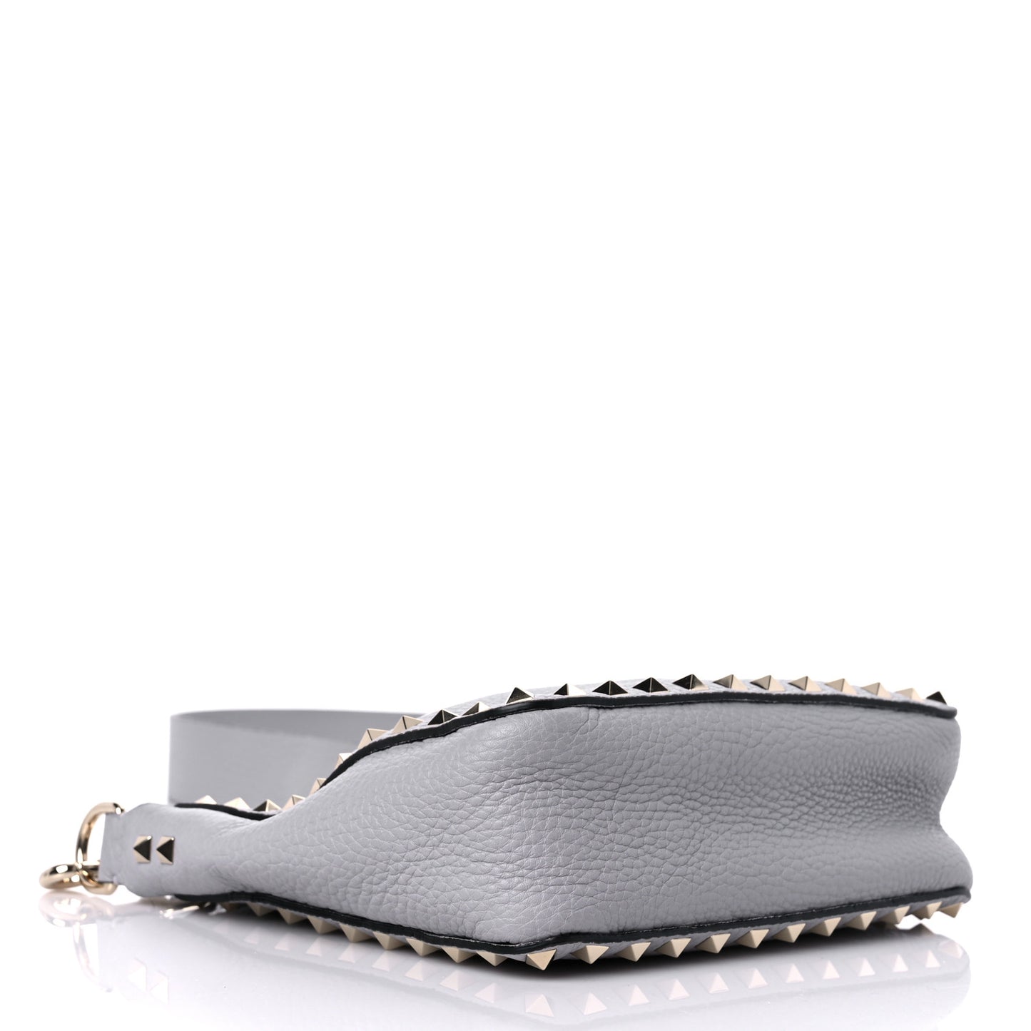 Pebbled Calfskin Mini Rockstud Flip-Lock Messenger Bag Pastel Grey