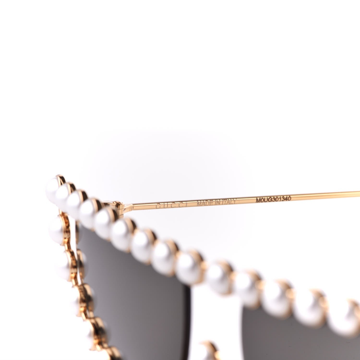 Gucci Metal Pearl Cat Eye Sunglasses GG0364S Gold 6 of 9