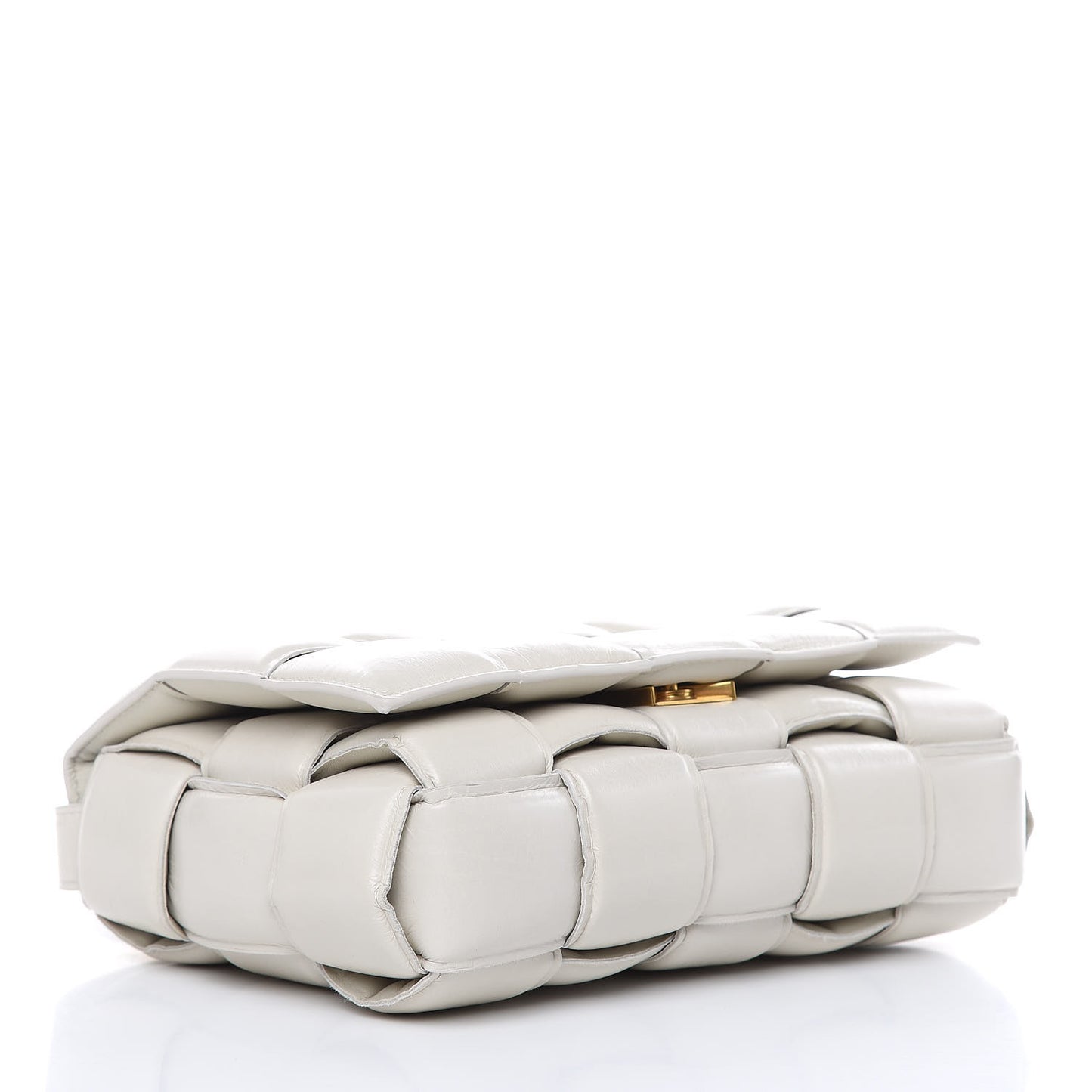Paper Calfskin Maxi Intreccio Padded Cassette Crossbody Bag White