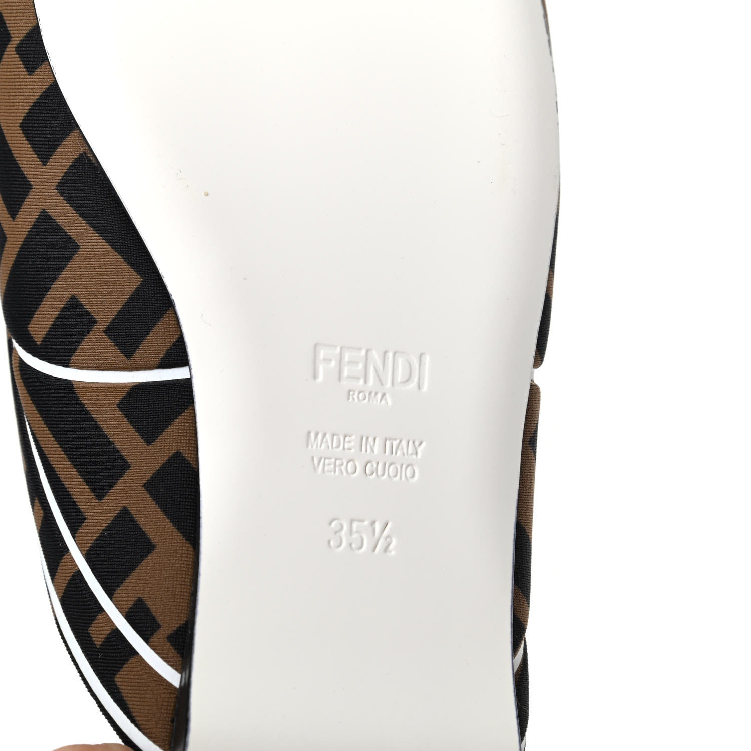 Fendi Lycra Film FF FFreedom Flat Mules 35.5 Tobacco Moro White 7 of 7