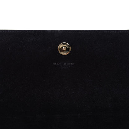 Saint Laurent Metallic Calfskin Classic Monogram Cassandre Clutch Argento 8 of 16