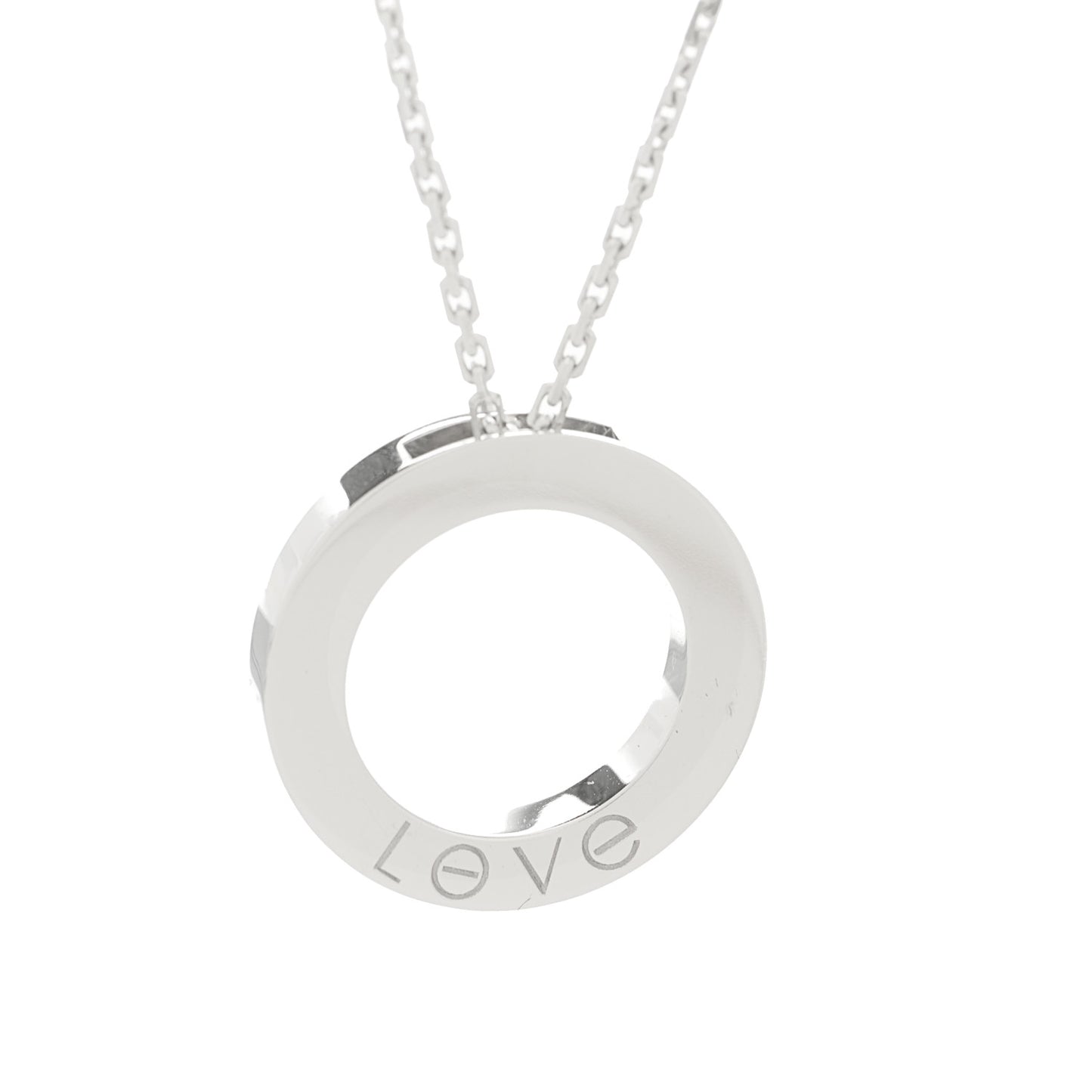 18K White Gold Diamond LOVE Paved Necklace