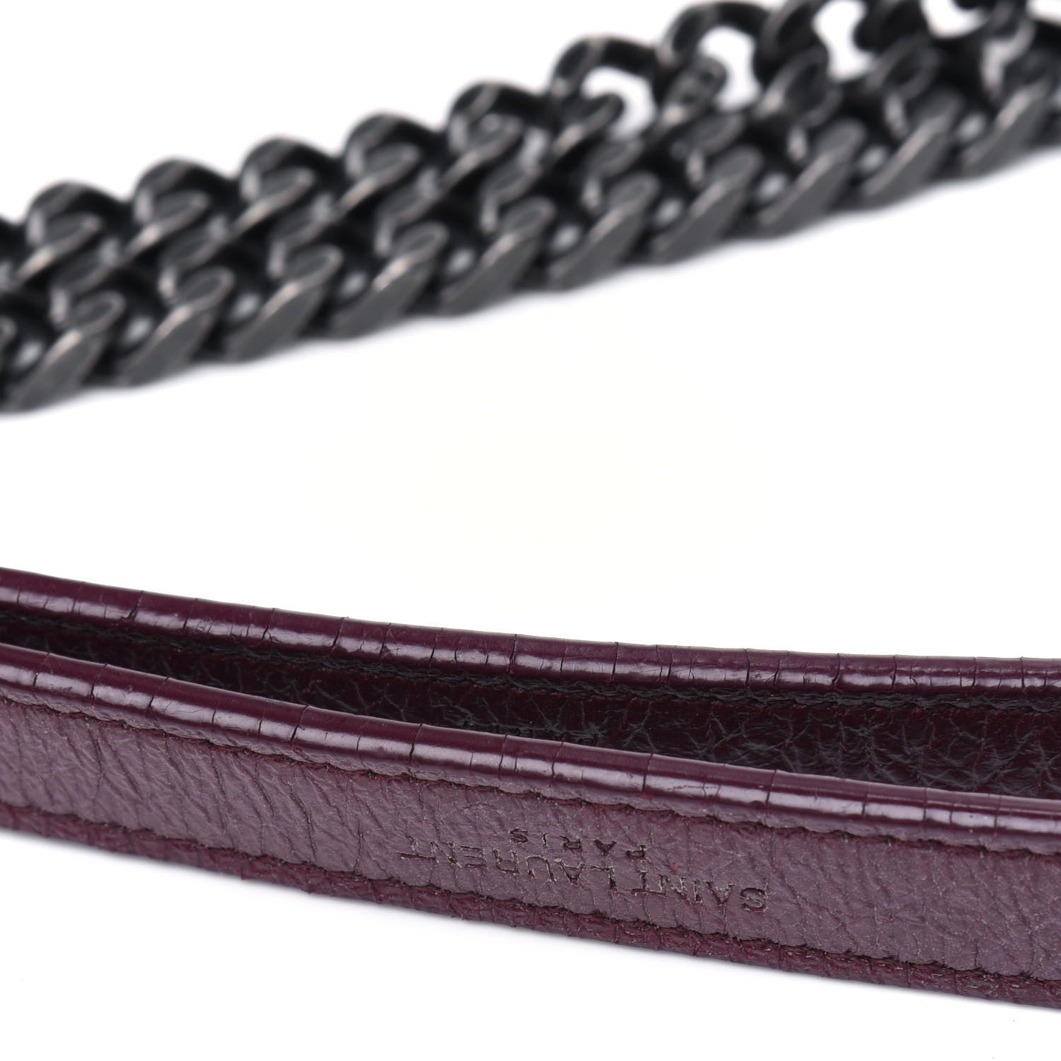 Saint Laurent Crinkled Calfskin Matelasse Monogram Medium Niki Chain Satchel Burgundy 16 of 17