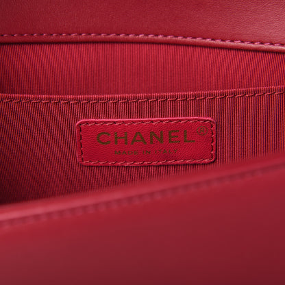 Chanel Lambskin Chevron Quilted Medium Boy Flap Dark Pink 8 of 10
