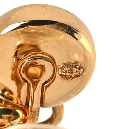 Chanel Crystal Pearl CC Drop Clip On Earrings Gold 4 of 4