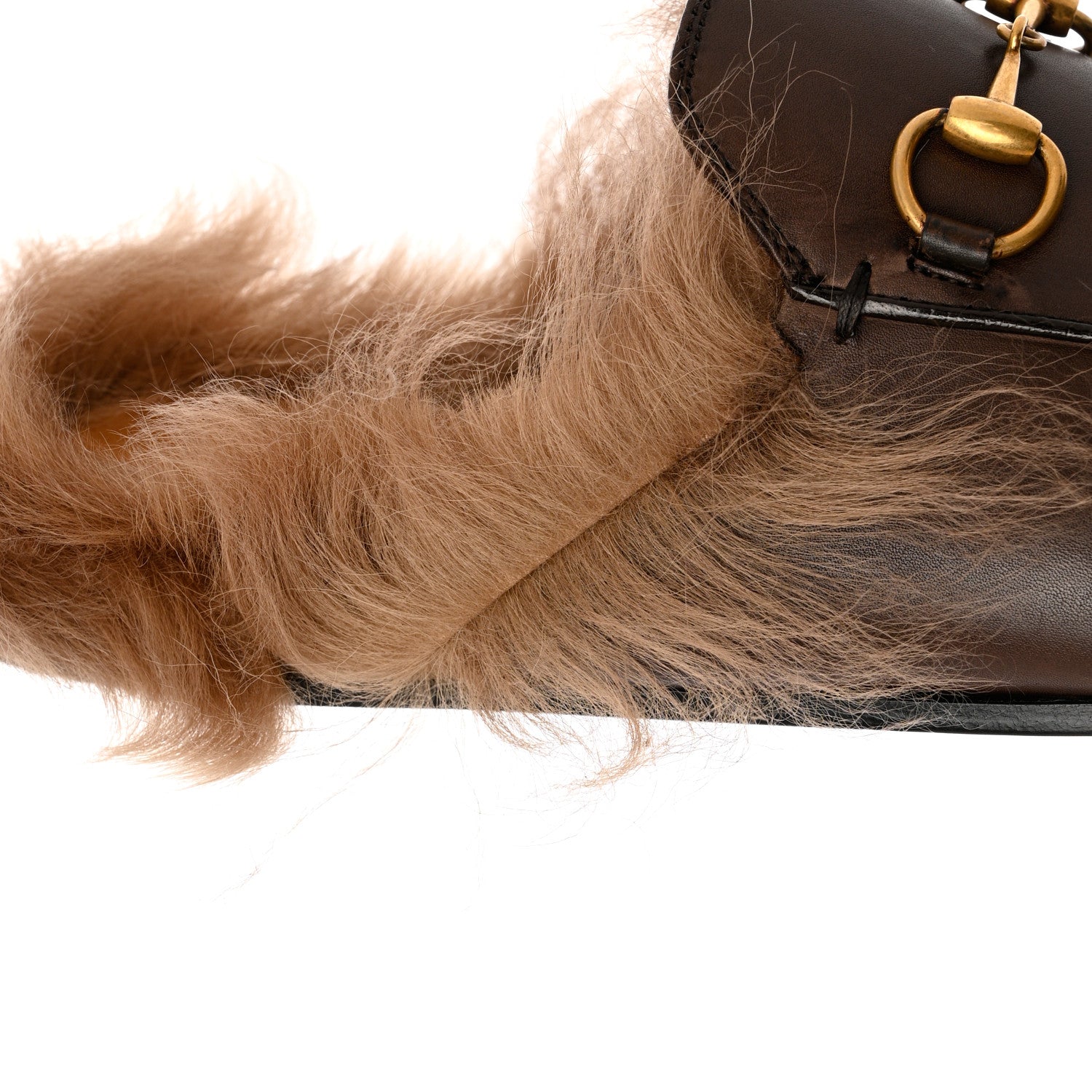 Gucci Calfskin Fur Womens Princetown Slippers 36 Brown 9 of 9