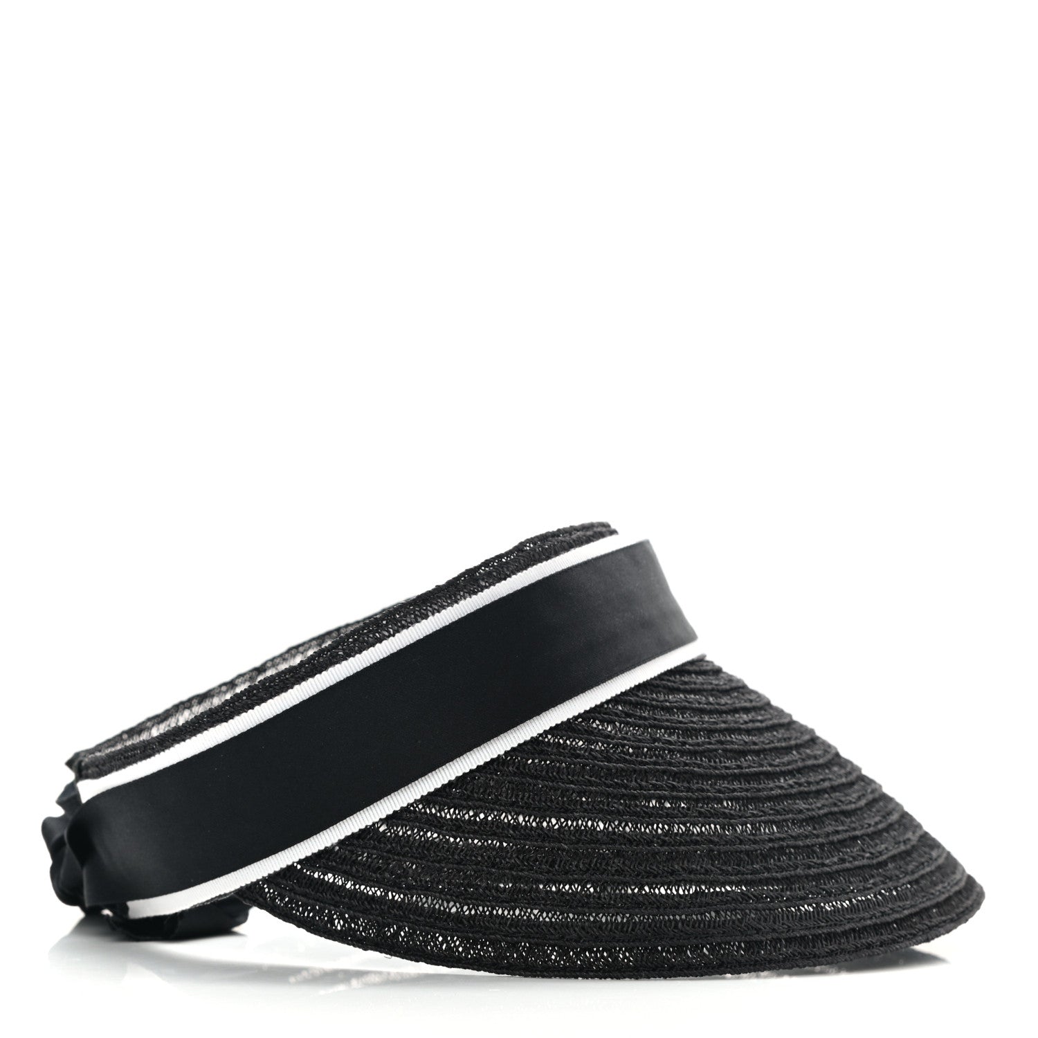 Chanel Abaca Cotton Ribbon Visor M Black 5 of 9