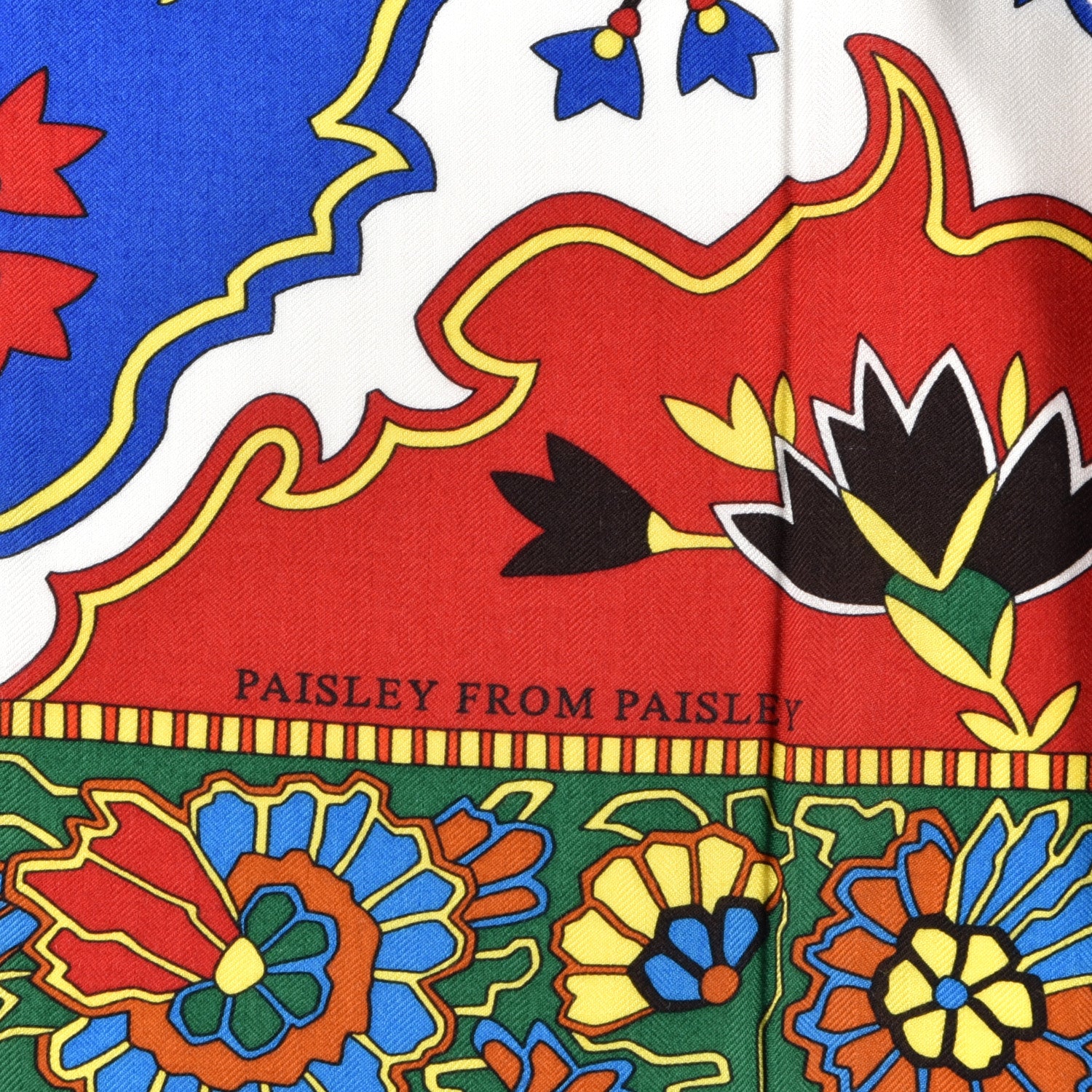 Hermes Cashmere Silk Paisley from Paisley Shawl 140 Rouge Bleu Vif Emeraude 2 of 3