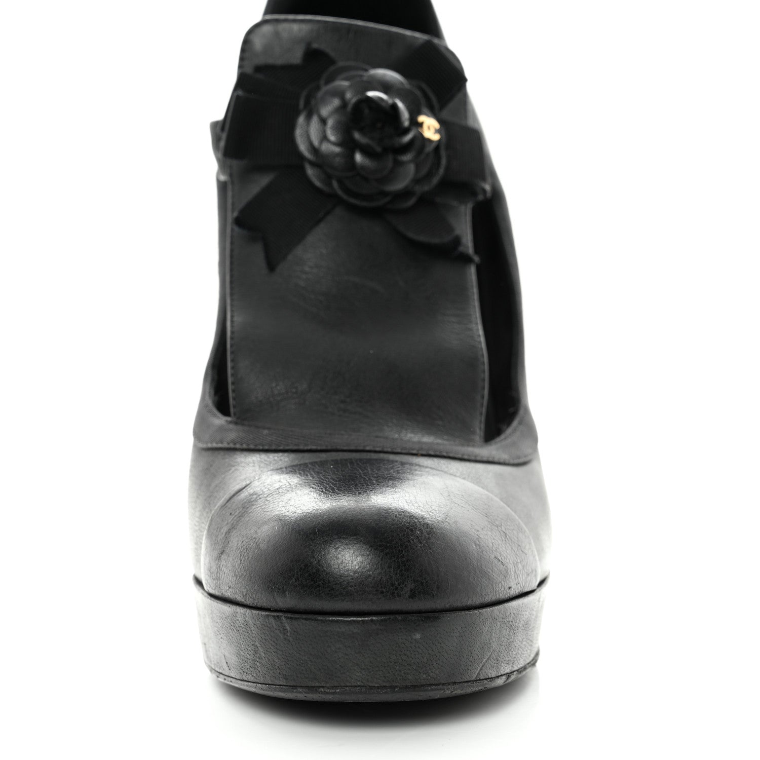 Chanel Lambskin Cap Toe Camellia CC Pumps 41 Black 10 of 11
