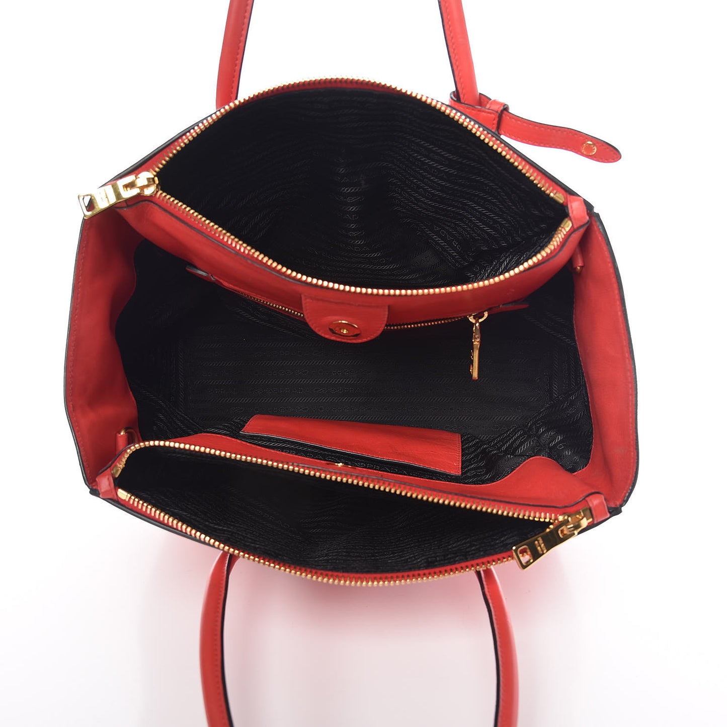Glace Calfskin Twin Pocket Tote Fuoco