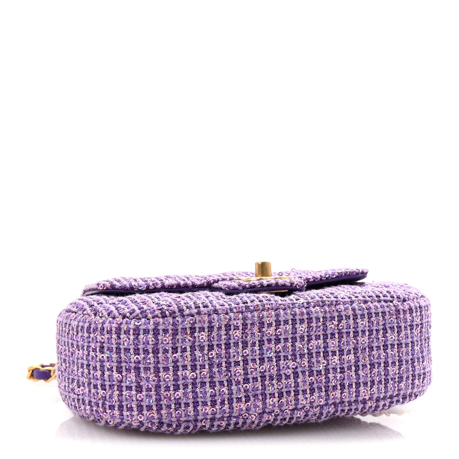 Chanel Tweed Sequin Quilted Baywatch Top Handle Flap Purple Silver Light Purple 4 of 10