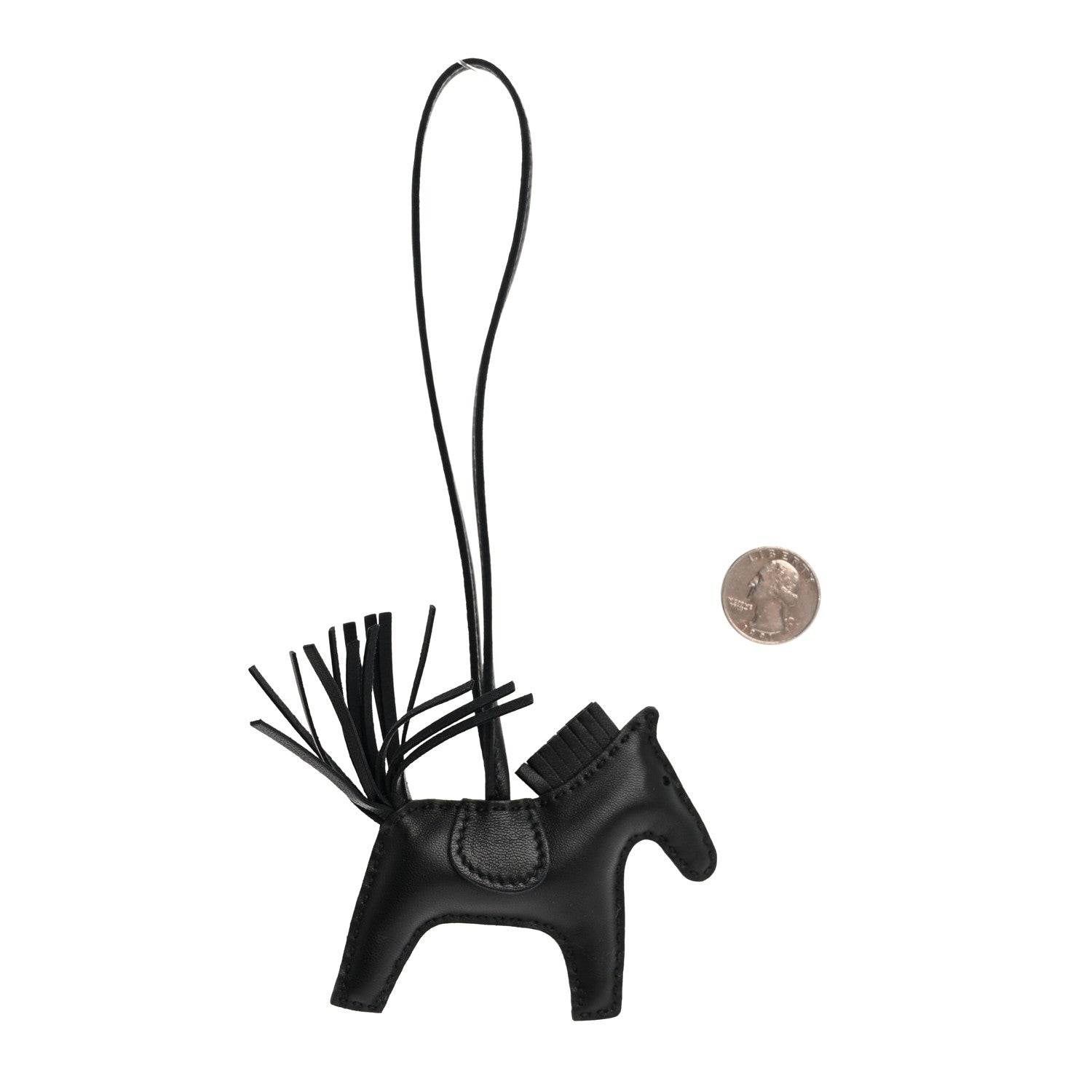 Hermes Milo Lambskin Grigri Rodeo Horse Bag Charm PM So Black 2 of 5