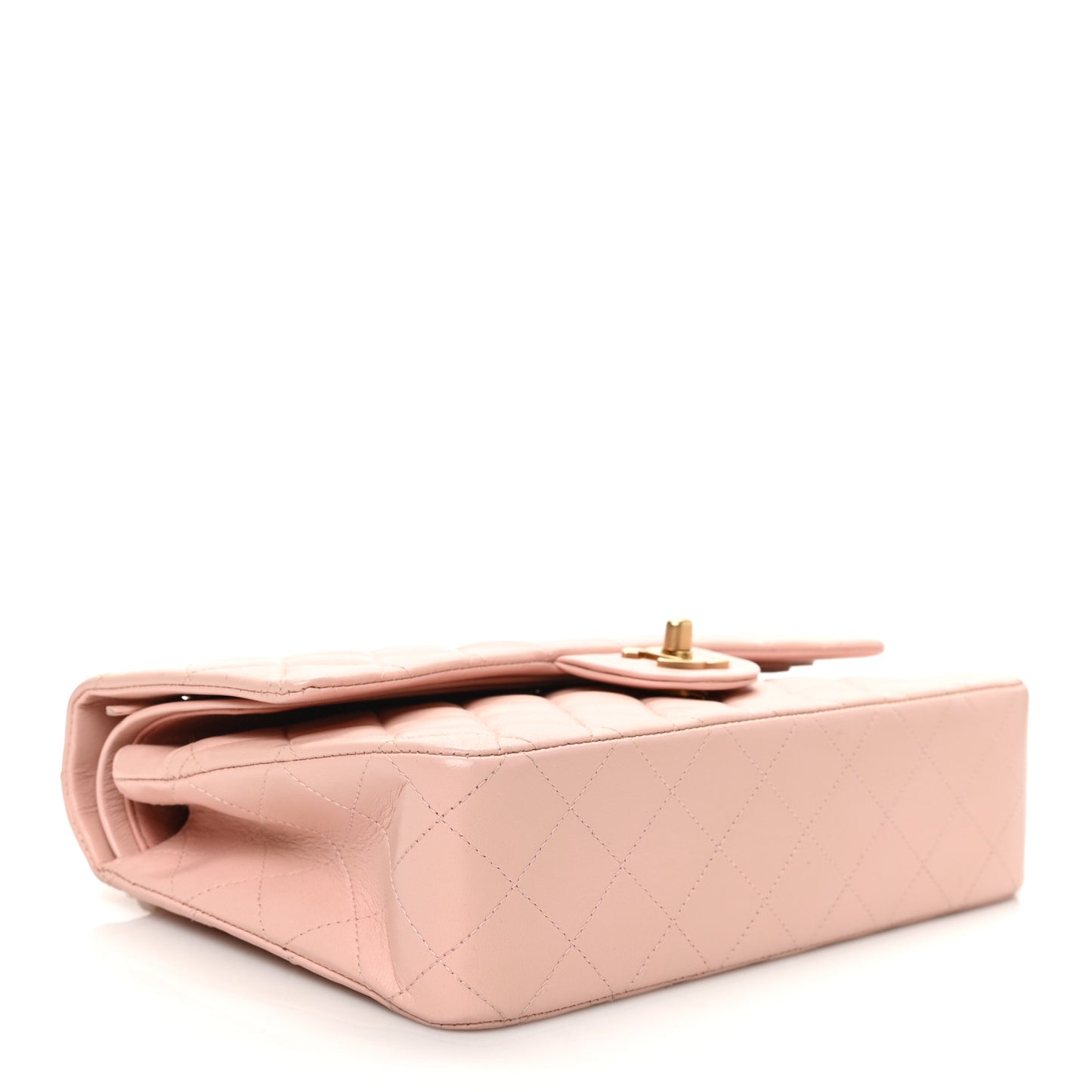 Lambskin Quilted Medium Double Flap Light Pink