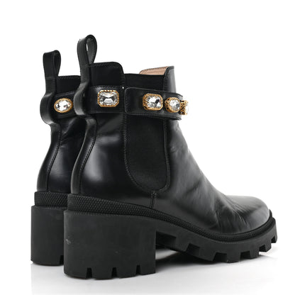Gucci Calfskin Crystal GG Trip Chelsea Ankle Boots 38.5 Black 4 of 7