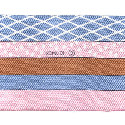 Hermes Silk Twilly Grand Theatre Nouveau Bleu Lavande Rose Vert 3 of 4