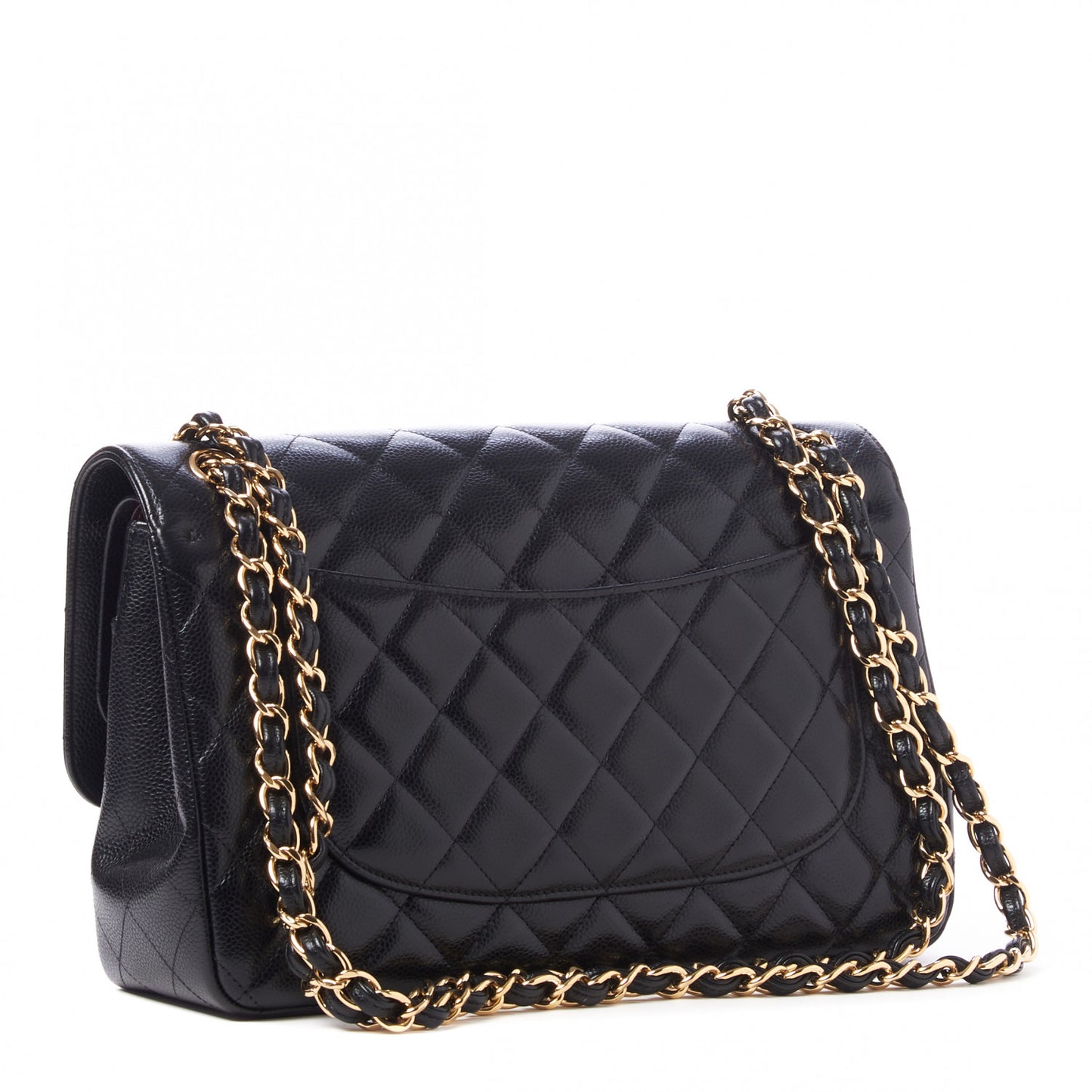 Caviar Quilted Jumbo Double Flap Black