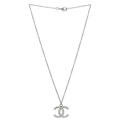 Chanel Baguette Crystal CC Necklace Silver 2 of 4