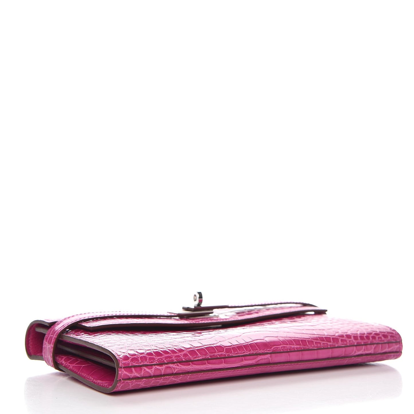 Shiny Alligator Kelly Longue Wallet Rose Scheherazade