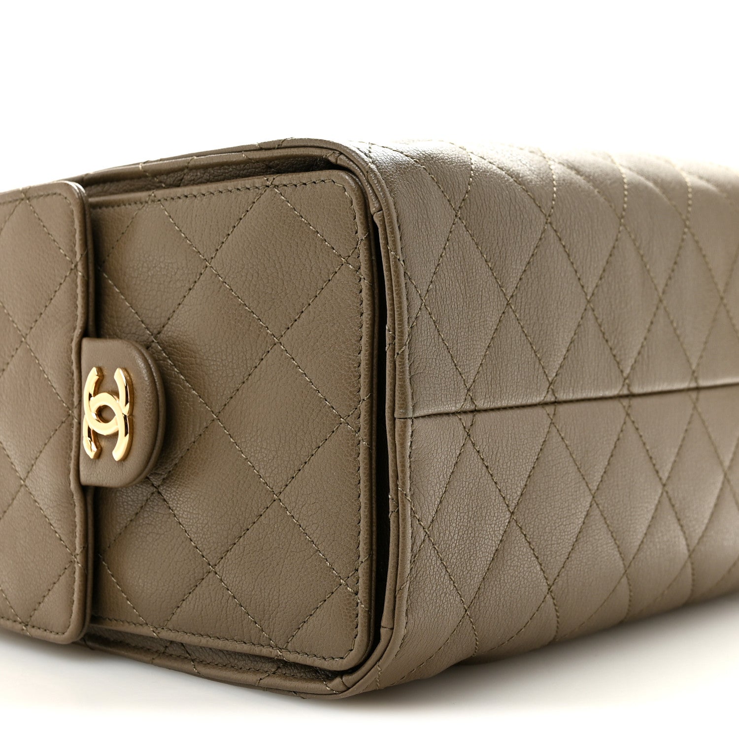 Chanel Goatskin Quilted Small Chanel 25 Handbag Dark Khaki 9 of 11