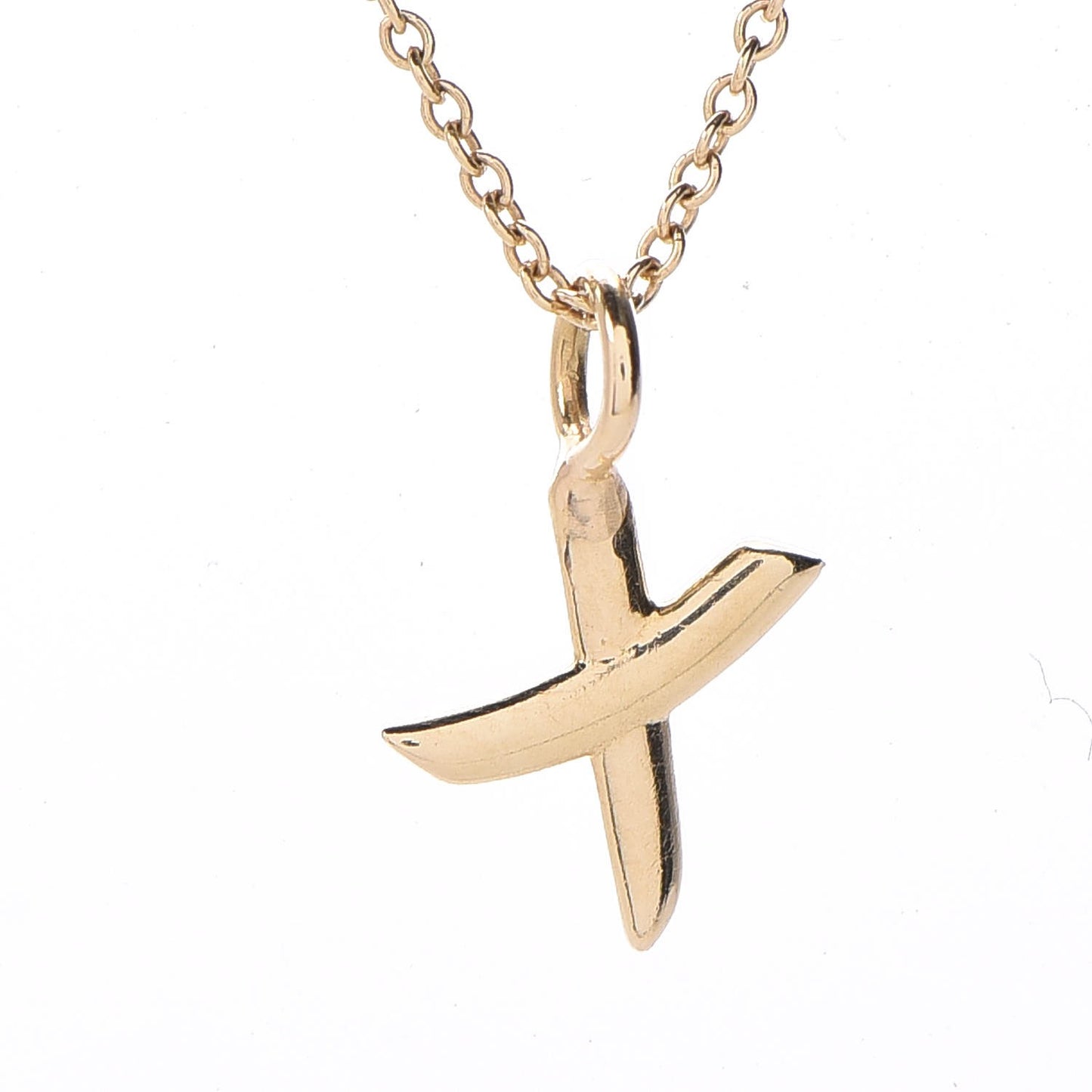 18K Yellow Gold Small X Pendant Necklace