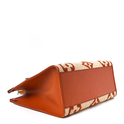 Louis Vuitton Raffia Calfskin Monogram Giant Onthego MM Tan 4 of 12