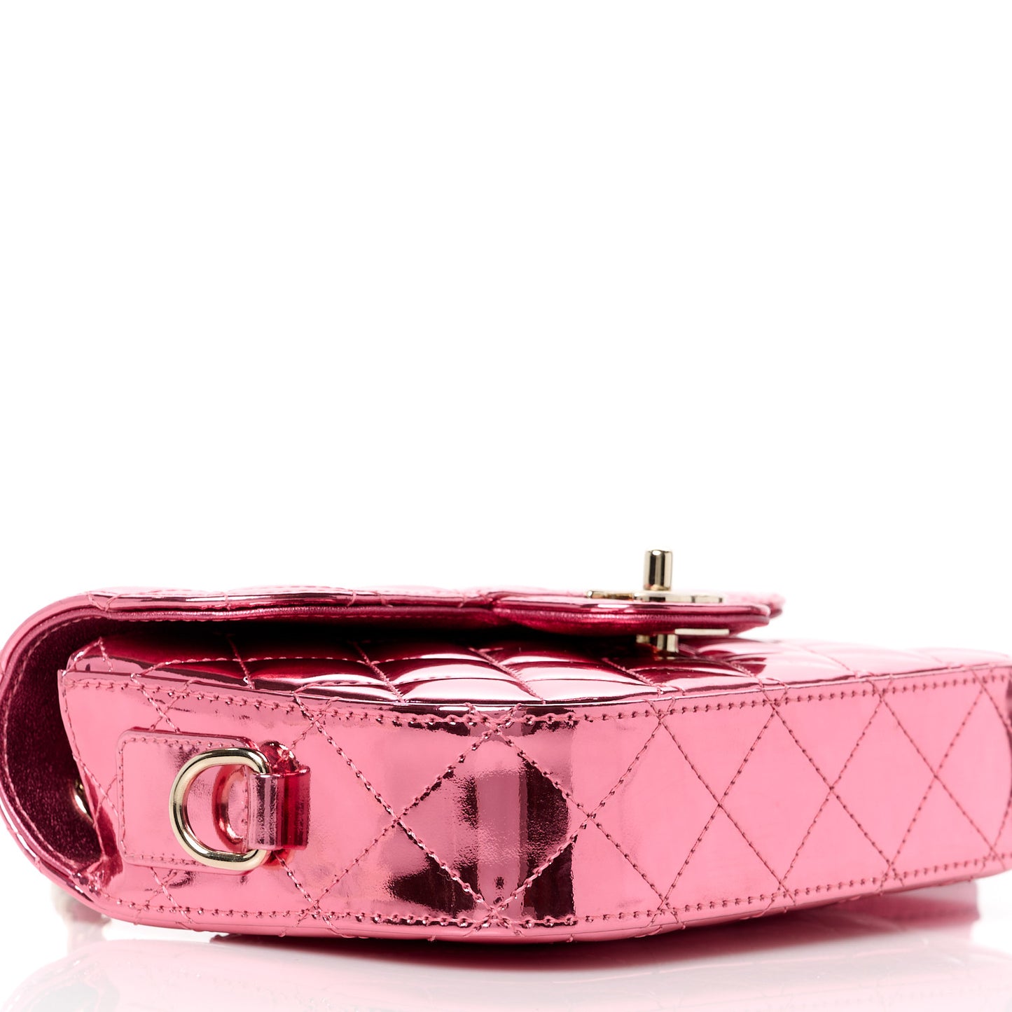 Mirror Calfskin Metallic Lambskin Quilted Hollywood Boulevard Mini Flap With Star Coin Purse Pink