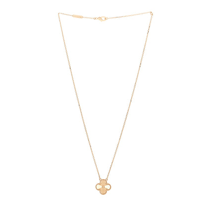 Van Cleef & Arpels 18K Yellow Gold Guilloche Vintage Alhambra Pendant Necklace 3 of 6
