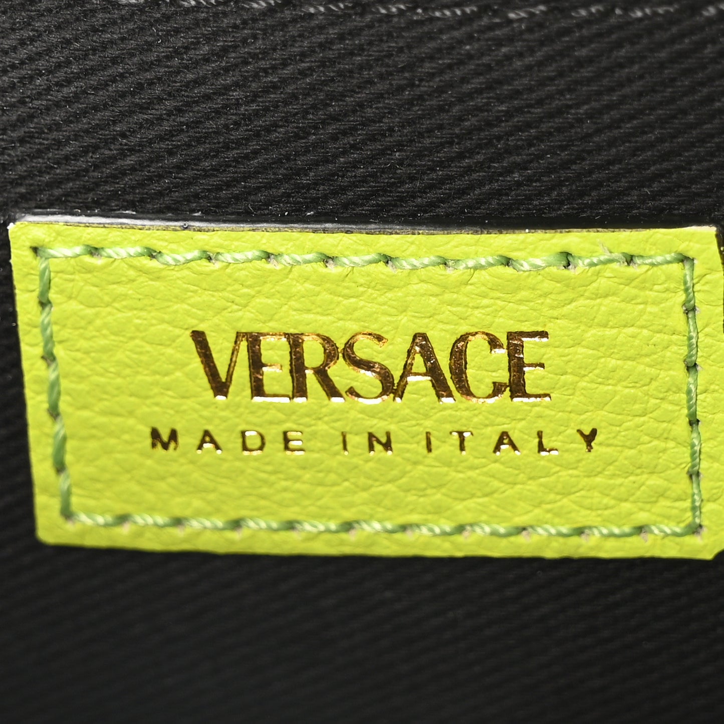 Grained Calfskin Medusa Shoulder Bag Lime